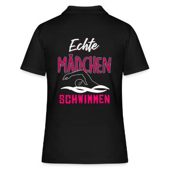 Echte Mädchen schwimmen - Frauen Polo Shirt - Schwarz - Hinten - Ailine (174cm)