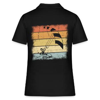 Kiteboarding Sunset Retro Design - Frauen Polo Shirt - Schwarz - Hinten - Ailine (174cm)
