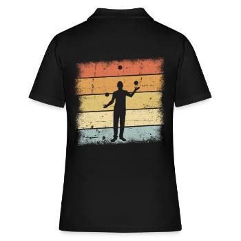 Jongleur Outfit - Frauen Polo Shirt - Schwarz - Hinten - Ailine (174cm)