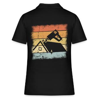 Dachdecker - Frauen Polo Shirt - Schwarz - Hinten - Ailine (174cm)