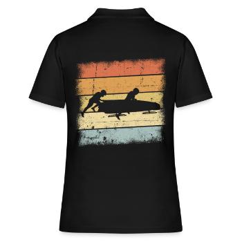 Bob Schlitten Sunset - Frauen Polo Shirt - Schwarz - Hinten - Ailine (174cm)