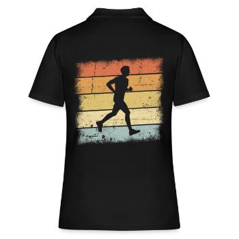 Joggen Sunset - Frauen Polo Shirt - Schwarz - Hinten - Ailine (174cm)