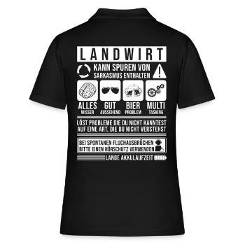 Landwirt Sprüche Bauer Landwirt Witze - Frauen Polo Shirt - Schwarz - Hinten - Ailine (174cm)