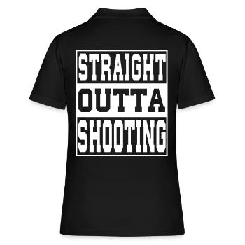 Shooting Spruch lustig - Frauen Polo Shirt - Schwarz - Hinten - Ailine (174cm)