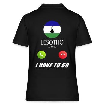 Lesotho ruft an Lusiger Flaggen Spruch - Frauen Polo Shirt - Schwarz - Hinten - Ailine (174cm)