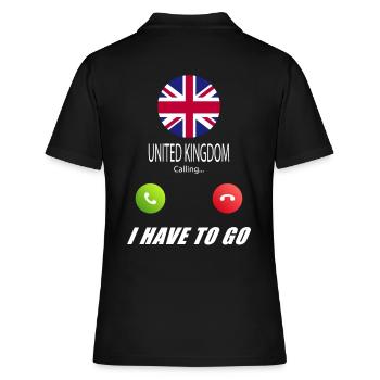 UK ruft an Lusiger Flaggen Spruch - Frauen Polo Shirt - Schwarz - Hinten - Ailine (174cm)