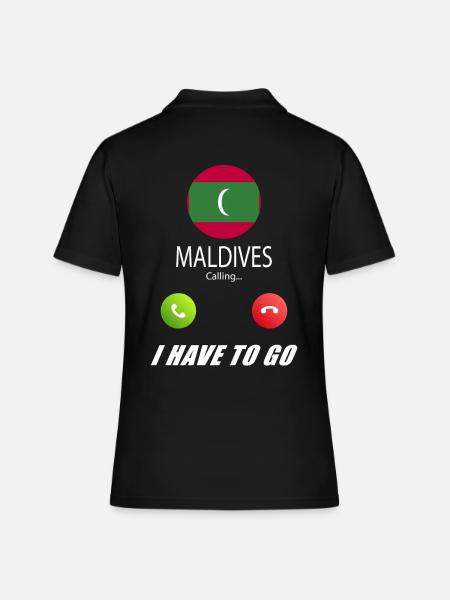 Malediven ruft an Lusiger Flaggen Spruch - Frauen Polo Shirt - Schwarz