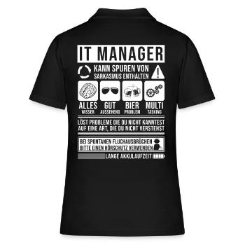 IT Manager Spruch lustig - Frauen Polo Shirt - Schwarz - Hinten - Ailine (174cm)