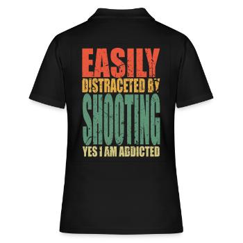 Shooting Spruch lustig - Frauen Polo Shirt - Schwarz - Hinten - Ailine (174cm)