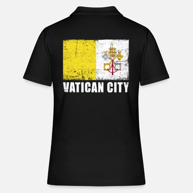Drapeau de la Cité du Vatican Grunge Drapeau de la Cité du Vatican - Polo Femme - noir