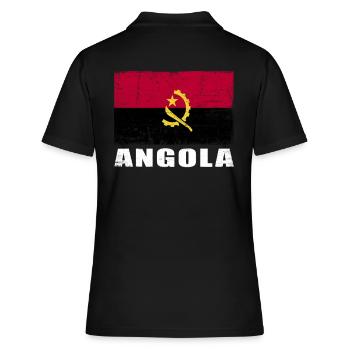 Angola Flagge Grunge Angola Fahne - Frauen Polo Shirt - Schwarz - Hinten - Ailine (174cm)