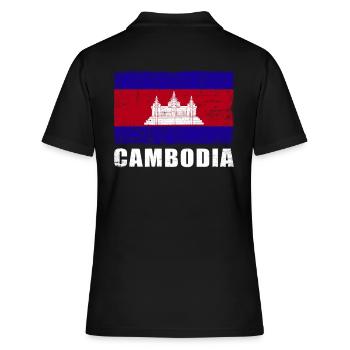 Cambodge Drapeau Grunge Cambodge Drapeau - Polo Femme - noir - Dos - Ailine (174cm)