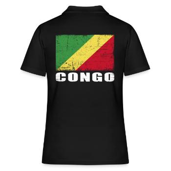 Kongo Flagge Grunge Kongo Fahne - Frauen Polo Shirt - Schwarz - Hinten - Ailine (174cm)