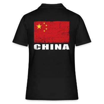 Drapeau de Chine Grunge Drapeau de Chine - Polo Femme - noir - Dos - Ailine (174cm)