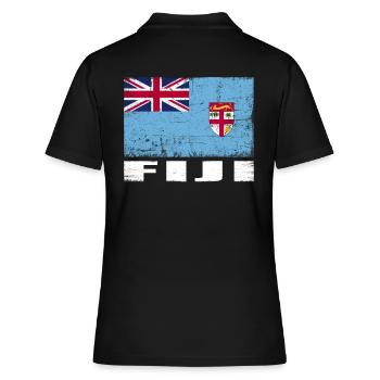 Fiji Flagge Grunge Fiji Fahne - Frauen Polo Shirt - Schwarz - Hinten - Ailine (174cm)