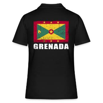 Grenada Flagge Grunge Grenada Fahne - Frauen Polo Shirt - Schwarz - Hinten - Ailine (174cm)