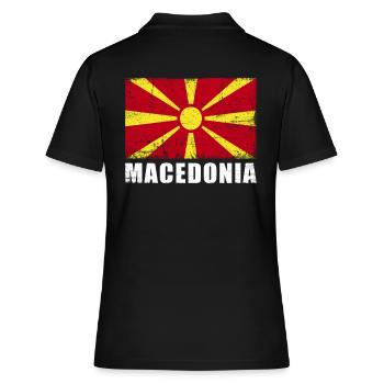 Drapeau de la Macédoine Grunge Drapeau de la Macédoine - Polo Femme - noir - Dos - Ailine (174cm)