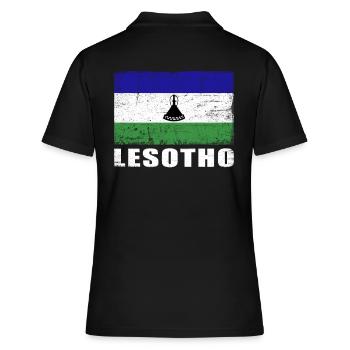 Lesotho Flagge Grunge Lesotho Fahne - Frauen Polo Shirt - Schwarz - Hinten - Ailine (174cm)