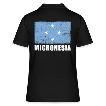 Mikronesien Flagge Grunge Mikronesien Fahne - Frauen Polo Shirt - Schwarz - Hinten - Ailine (174cm)