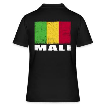 Mali Flagge Grunge Mali Fahne - Frauen Polo Shirt - Schwarz - Hinten - Ailine (174cm)