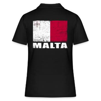 Malta Flagge Grunge Malta Fahne - Frauen Polo Shirt - Schwarz - Hinten - Ailine (174cm)