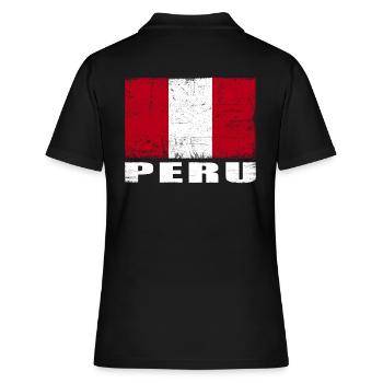 Peru Flagge Grunge Peru Fahne - Frauen Polo Shirt - Schwarz - Hinten - Ailine (174cm)
