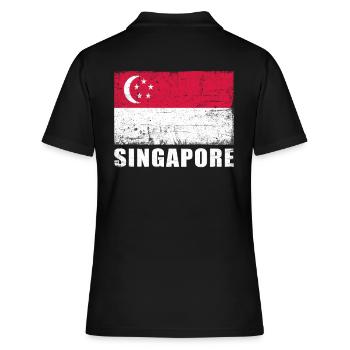 Singapur Flagge Grunge Singapur Fahne - Frauen Polo Shirt - Schwarz - Hinten - Ailine (174cm)