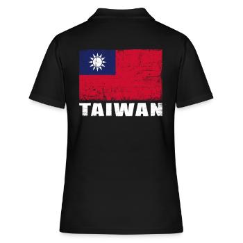 Drapeau de Taïwan Grunge Drapeau de Taïwan - Polo Femme - noir - Dos - Ailine (174cm)