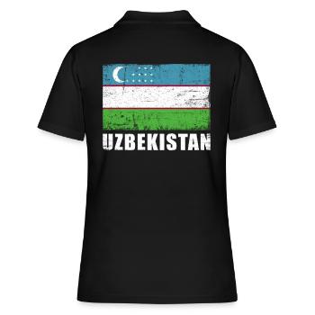 Drapeau de l’Ouzbékistan Grunge Drapeau de l’Ouzbékistan - Polo Femme - noir - Dos - Ailine (174cm)