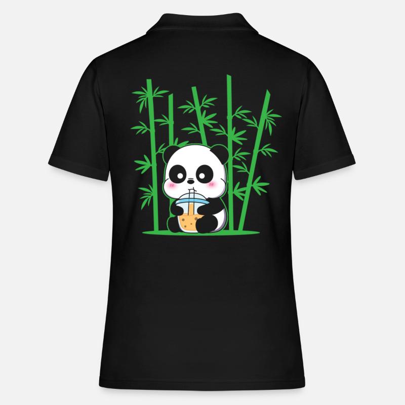 Kawaii Panda Bubble Tea Boba Tee Panda - Polo Femme - noir