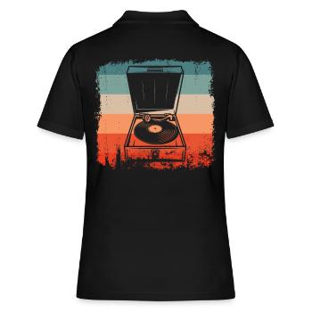 Vinyle Platine Rétro Vinyle - Polo Femme - noir - Dos - Ailine (174cm)