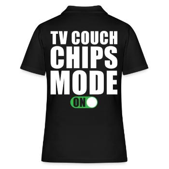 Tv Couch Chips Modus Ein - Frauen Polo Shirt - Schwarz - Hinten - Ailine (174cm)