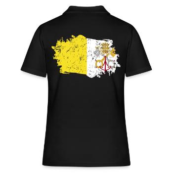 Drapeau de la Cité du Vatican Grunge Drapeau de la Cité du Vatican - Polo Femme - noir - Dos - Ailine (174cm)