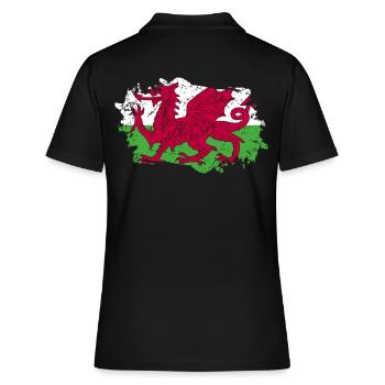 Drapeau du Pays de Galles Grunge Drapeau du Pays de Galles - Polo Femme - noir - Dos - Ailine (174cm)