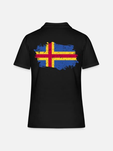 Aland Flagge Grunge Aland Fahne - Frauen Polo Shirt - Schwarz