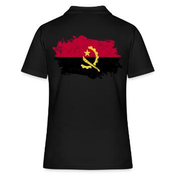Angola Flagge Grunge Angola Fahne - Frauen Polo Shirt - Schwarz - Hinten - Ailine (174cm)