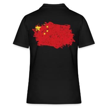 Drapeau de Chine Grunge Drapeau de Chine - Polo Femme - noir - Dos - Ailine (174cm)