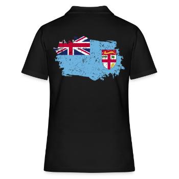 Fiji Flagge Grunge Fiji Fahne - Frauen Polo Shirt - Schwarz - Hinten - Ailine (174cm)