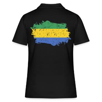 Gabon Flag Grunge Gabon Flag - Women's Polo Shirt - black - Back - Ailine (174cm)