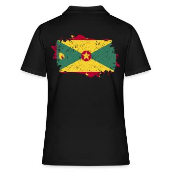 Grenada Flagge Grunge Grenada Fahne - Frauen Polo Shirt - Schwarz - Hinten - Ailine (174cm)
