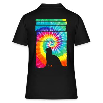 Cat Hippie Tie Dye - Frauen Polo Shirt - Schwarz - Hinten - Ailine (174cm)
