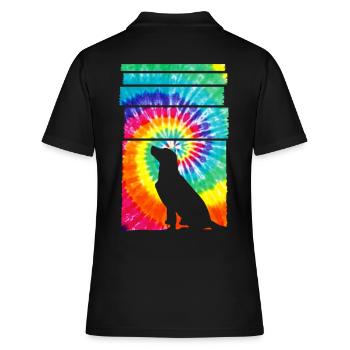 Dog Hippie Tie Dye - Frauen Polo Shirt - Schwarz - Hinten - Ailine (174cm)