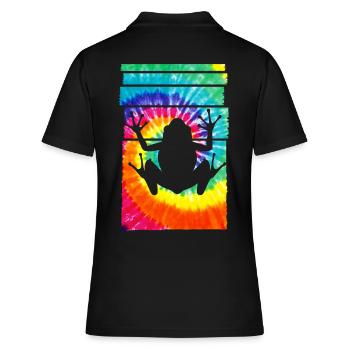 Frog Hippie Tie Dye - Frauen Polo Shirt - Schwarz - Hinten - Ailine (174cm)