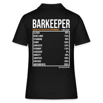 Barkeeper tageswerte Lustiger Barkeeper - Frauen Polo Shirt - Schwarz - Hinten - Ailine (174cm)