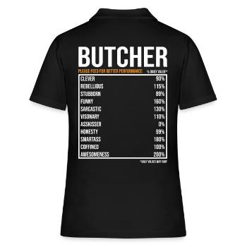 Butcher Butcher Butcher’s Shop Dicton - Polo Femme - noir - Dos - Ailine (174cm)
