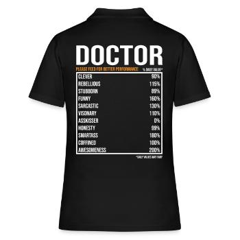 Doktor tageswerte Lustig Doktor - Frauen Polo Shirt - Schwarz - Hinten - Ailine (174cm)