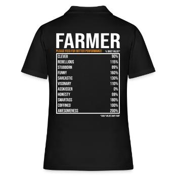 Landwirt tageswerte Lustiger Landwirt - Frauen Polo Shirt - Schwarz - Hinten - Ailine (174cm)