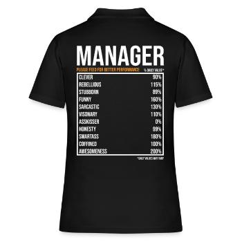 Manager tageswerte Lustiger Manager - Frauen Polo Shirt - Schwarz - Hinten - Ailine (174cm)