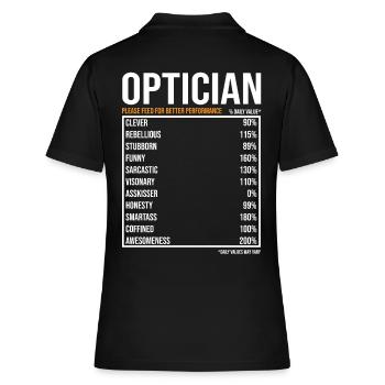Optiker tageswerte Lustiger Optiker - Frauen Polo Shirt - Schwarz - Hinten - Ailine (174cm)
