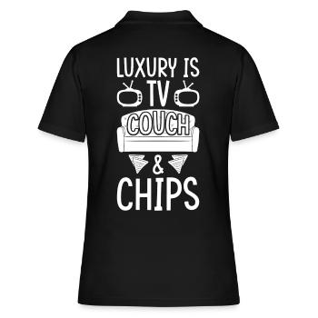 TV Sofa Chips - Women's Polo Shirt - black - Back - Ailine (174cm)